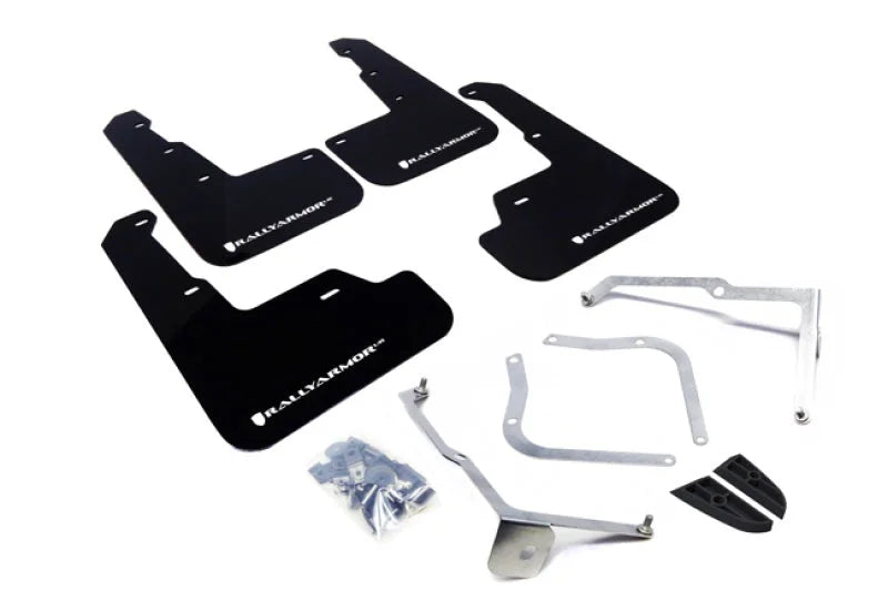 Rally Armor 15-21 Subaru WRX/STI Black UR Mud Flap w/White Logo - Main Product View