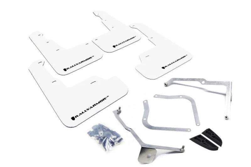 Rally Armor 15-21 Subaru WRX/STI White UR Mud Flap w/Black Logo - Main Product View