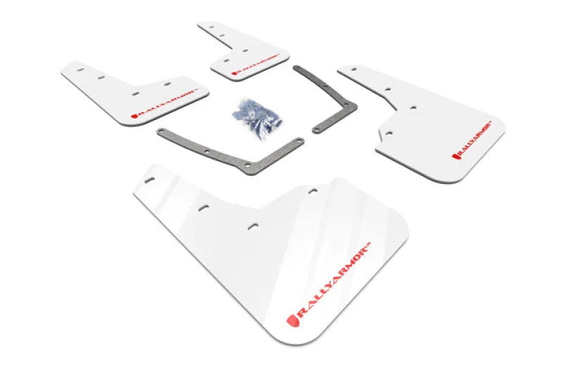 Rally Armor 16-21 Honda Civic Si White UR Mud Flap w/Red Logo - Main Product View