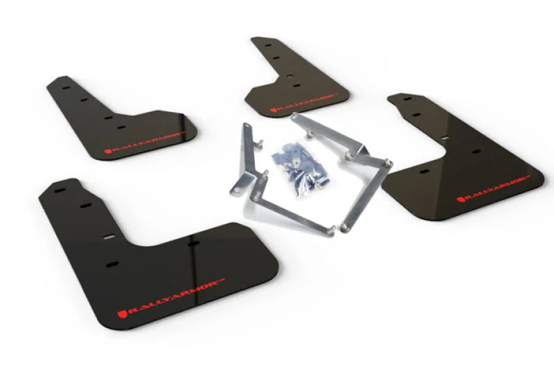 Rally Armor 17-19 Honda Civic Sport/Sport Touring Black UR Mud Flap w/Red Logo - Main Product View