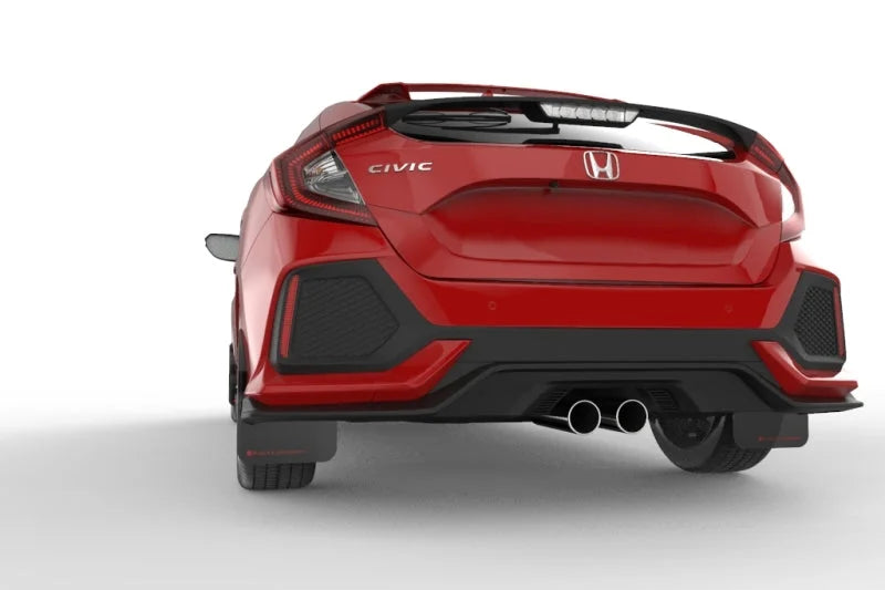 Rally Armor 17-19 Honda Civic Sport/Sport Touring Black UR Mud Flap w/Red Logo - Back View