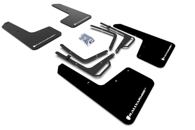 Rally Armor 17-20 Ford F-150 Raptor Gen 2 Black UR Mud Flap w/White Logo - Main Product View