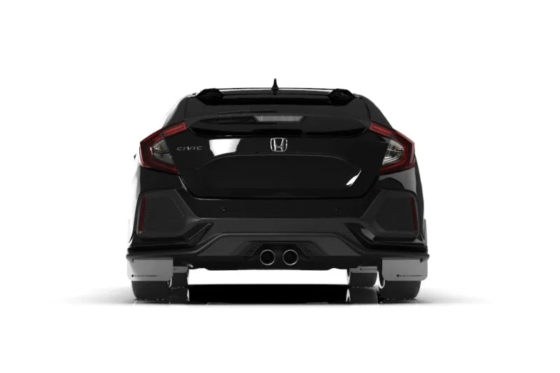 Rally Armor 17-21 Honda Civic Sport/Sport Touring White UR Mud Flap w/Black Logo - Detail View