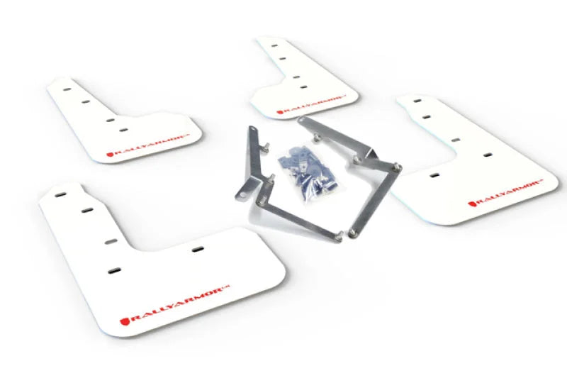 Rally Armor 17-21 Honda Civic Sport/Sport Touring White UR Mud Flap w/Red Logo - Main Product View