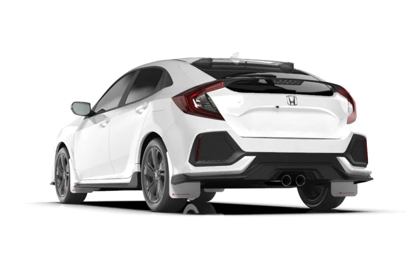 Rally Armor 17-21 Honda Civic Sport/Sport Touring White UR Mud Flap w/Red Logo - Detail View