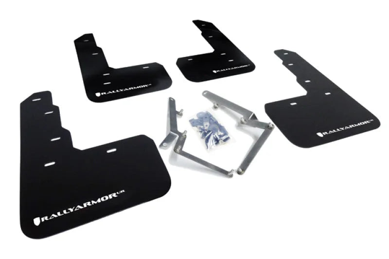 Rally Armor 17-22 Honda Civic Type R Black UR Mud Flap w/White Logo - Main Product View
