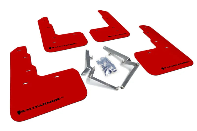 Rally Armor 17-22 Honda Civic Type R Red UR Mud Flap w/Black Logo - Main Product View