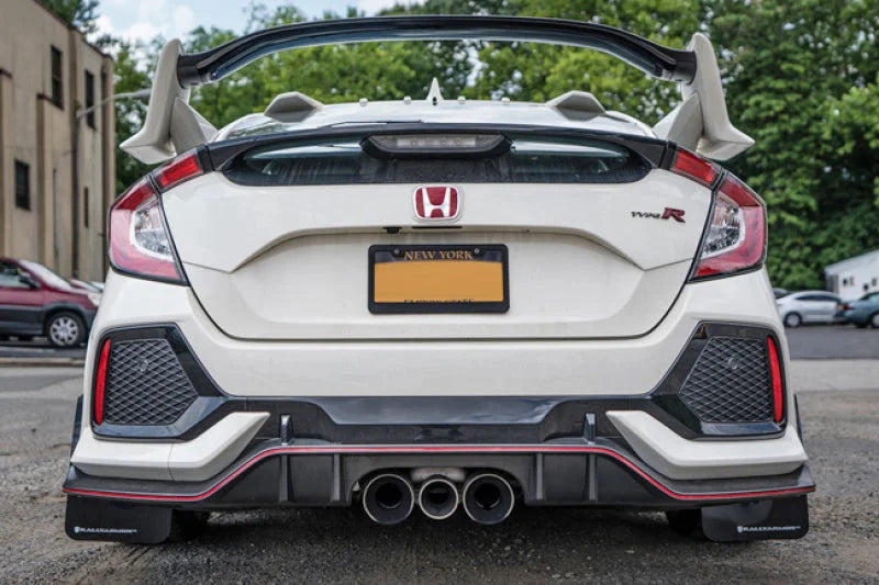 Rally Armor 17-22 Honda Civic Type R Red UR Mud Flap w/Black Logo - Side View