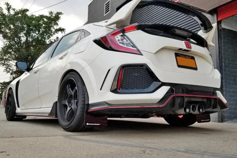 Rally Armor 17-22 Honda Civic Type R Red UR Mud Flap w/Black Logo - Installation View
