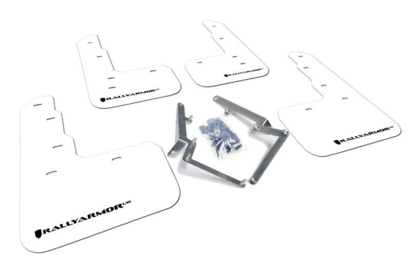 Rally Armor 17-22 Honda Civic Type R White UR Mud Flap w/Black Logo - Main Product View