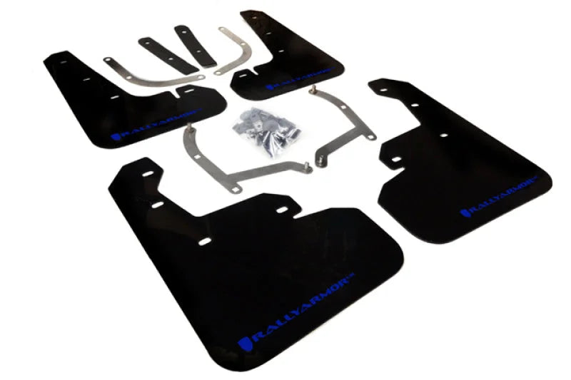Rally Armor 17-23 Subaru Impreza 4D/5D Black UR Mud Flap w/Blue Logo - Main Product View