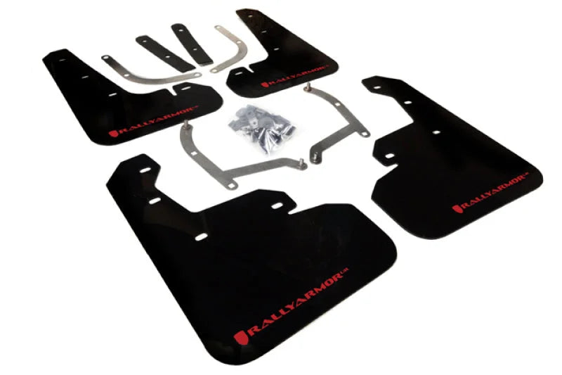 Rally Armor 17-23 Subaru Impreza 4D/5D Black UR Mud Flap w/Red Logo - Main Product View