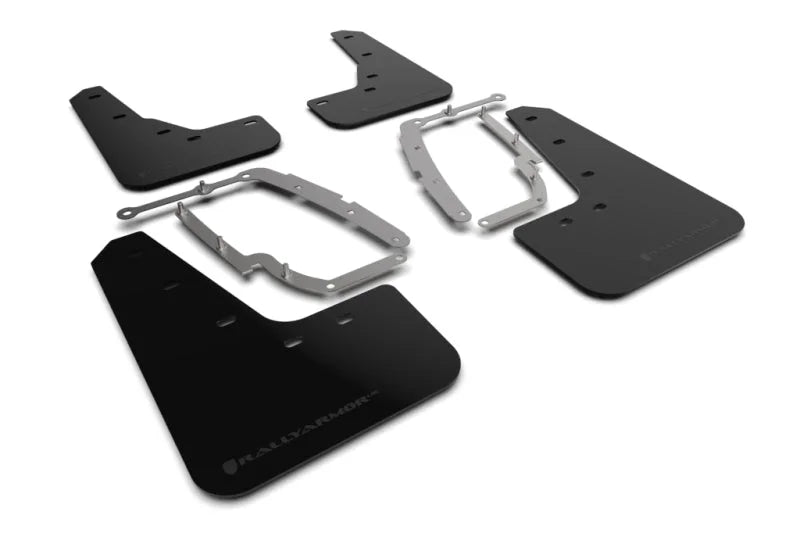 Rally Armor 17-23 Tesla Model 3 Black UR Mud Flap - Metallic Black Logo - Main Product View