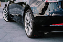 Load image into Gallery viewer, Rally Armor 17-23 Tesla Model 3 Black UR Mud Flap w/Dark Grey Logo - Installation View
