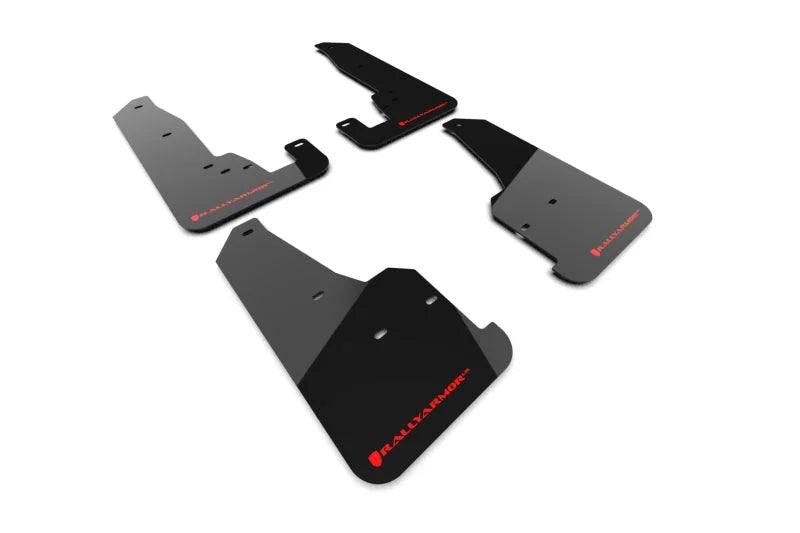 Rally Armor 18-22 Jeep Grand Cherokee SRT Trackhawk Black UR Mud Flap - Red Logo - Main Product View