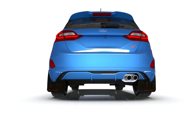 Rally Armor 18-23 Ford Fiesta ST MK8 Black UR Mud Flap w/Blue Logo - Back View