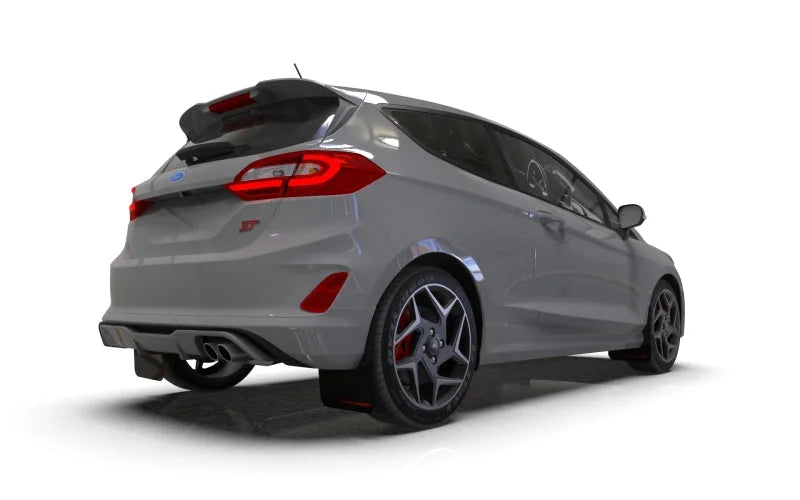 Rally Armor 18-23 Ford Fiesta ST MK8 Black UR Mud Flap w/Dark Grey Logo - Back View
