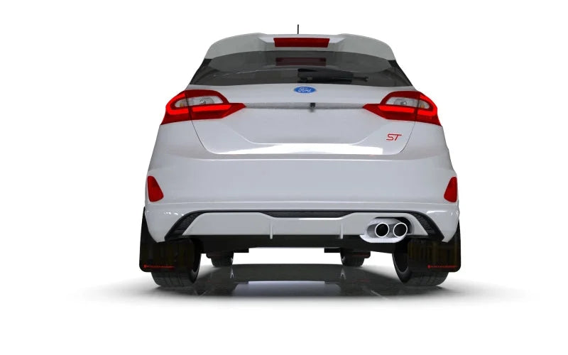 Rally Armor 18-23 Ford Fiesta ST MK8 Black UR Mud Flap w/Orange Logo - Back View