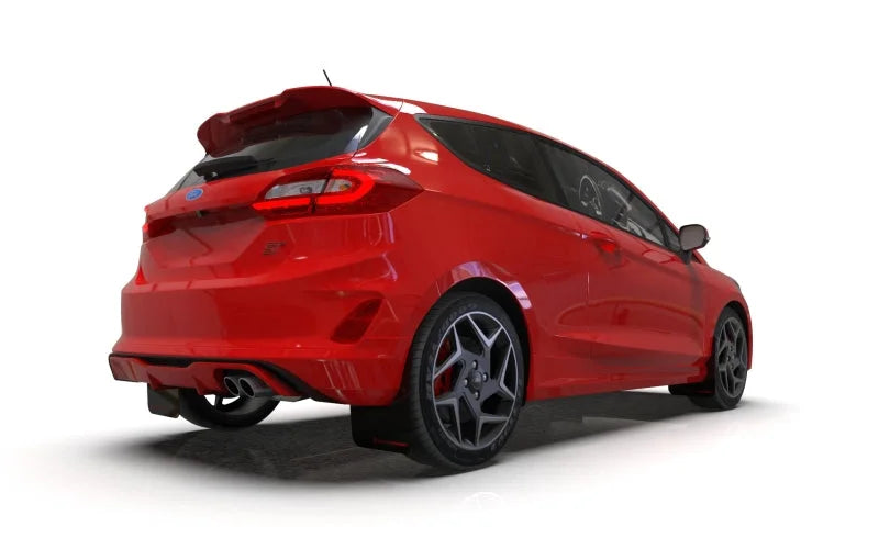Rally Armor 18-23 Ford Fiesta ST MK8 Black UR Mud Flap w/Red Logo - Installation View