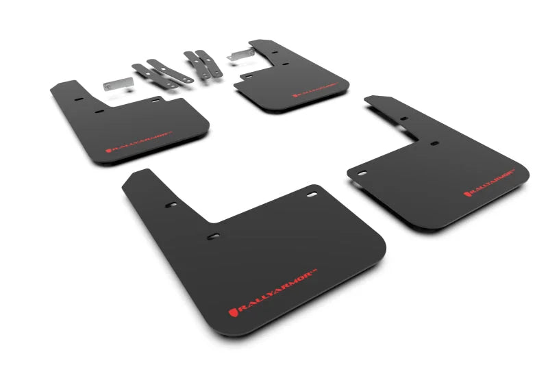 Rally Armor 18-23 Hyundai Kona Black UR Mud Flap Red Logo - Main Product View