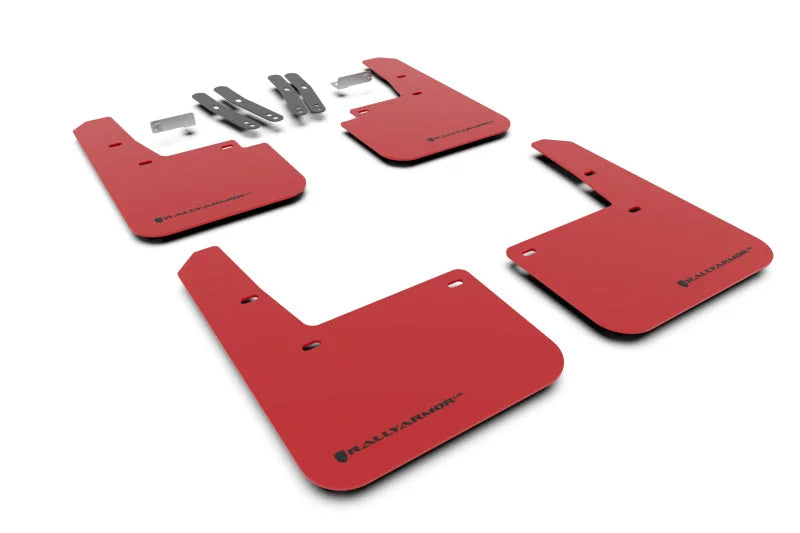 Rally Armor 18-23 Hyundai Kona Red UR Mud Flap Black Logo - Main Product View