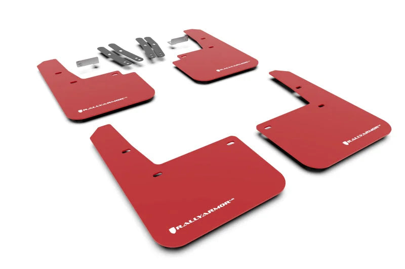 Rally Armor 18-23 Hyundai Kona Red UR Mud Flap White Logo - Main Product View