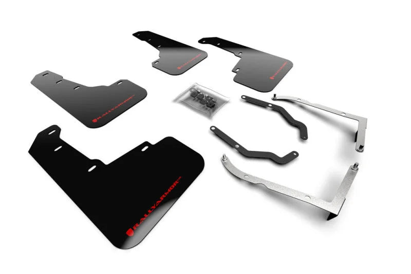 Rally Armor 18-23 Subaru Crosstrek Black UR Mud Flap w/Red Logo - Main Product View