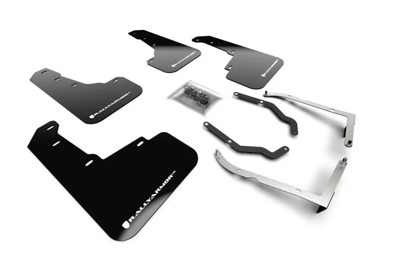 Rally Armor 18-23 Subaru Crosstrek Black UR Mud Flap w/White Logo - Main Product View