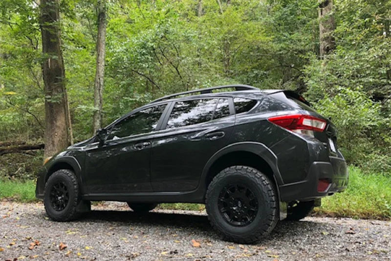 Rally Armor 18-23 Subaru Crosstrek Red UR Mud Flap w/Black Logo - Side View