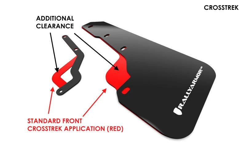 Rally Armor 18-23 Subaru Crosstrek Red UR Mud Flap w/Black Logo - Detail View