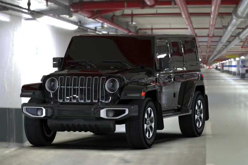 Rally Armor 18-25 Jeep JL Wrangler Black UR Mud Flap w/Red Logo - Back View