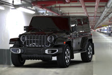 Load image into Gallery viewer, Rally Armor 18-25 Jeep JL Wrangler Black UR Mud Flap w/White Logo - Back View