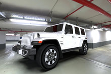 Load image into Gallery viewer, Rally Armor 18-25 Jeep JL Wrangler Black UR Mud Flap w/White Logo - Installation View