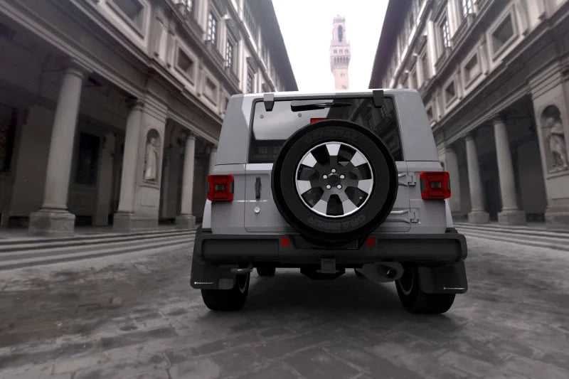 Rally Armor 18-25 Jeep JL Wrangler Black UR Mud Flap w/White Logo - Additional View 5