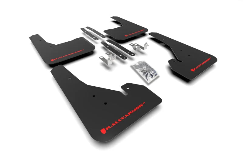 Rally Armor 18-25 Toyota Corolla Hatchback Black UR Mud Flap Red Logo - Main Product View