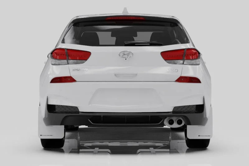 Rally Armor 19-21 Hyundai Elantra GT N Line/i30 Black UR Mud Flap w/Red Logo - Side View