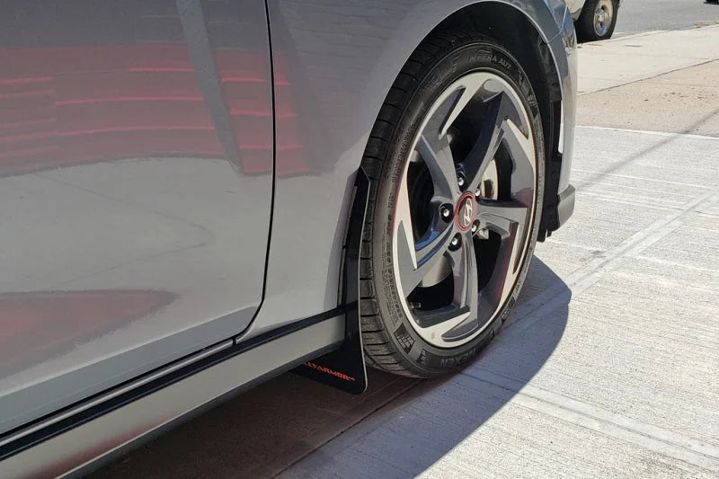 Rally Armor 19-21 Hyundai Veloster Turbo/2.0/R-Spec Red UR Mud Flap w/White Logo - Additional View 6