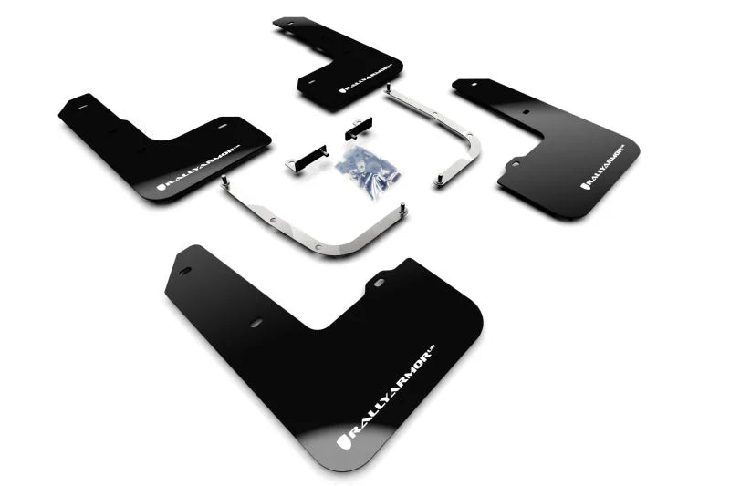 Rally Armor 19-22 Hyundai Veloster N Black UR Mud Flap w/ White Logo - Main Product View