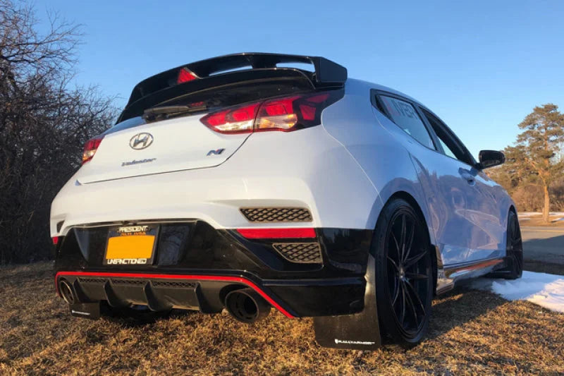 Rally Armor 19-22 Hyundai Veloster N Black UR Mud Flap w/ White Logo - Side View