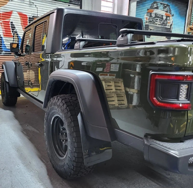 Rally Armor 19-24 Jeep JT Gladiator (Mojave/Rubicon) Black Mud Flap w/Grey Logo - Additional View 5