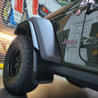 Load image into Gallery viewer, Rally Armor 19-24 Jeep JT Gladiator (Mojave/Rubicon) Black Mud Flap w/Metallic Black Logo - Back View