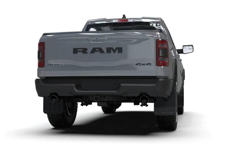 Rally Armor 19-25 Dodge Ram 1500 Rebel Black UR Mud Flap w/Dark Grey Logo - Installation View