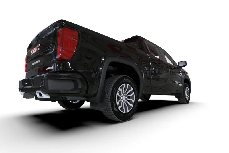 Rally Armor 19-25 GMC Sierra 1500 AT4 Black UR Mud Flap w/ Metallic Black Logo - Detail View