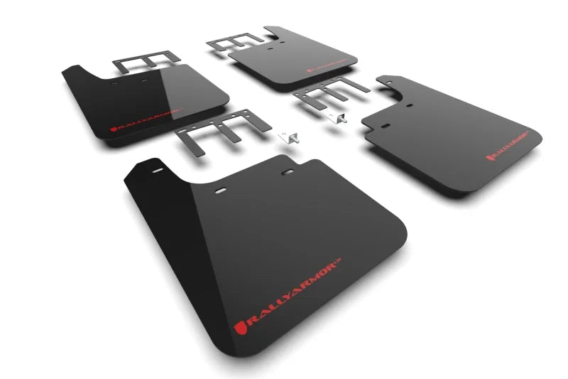 Rally Armor 19-25 Gen 4 Chevy Silverado 1500 Black UR Mud Flap Metallic Red Logo - Main Product View