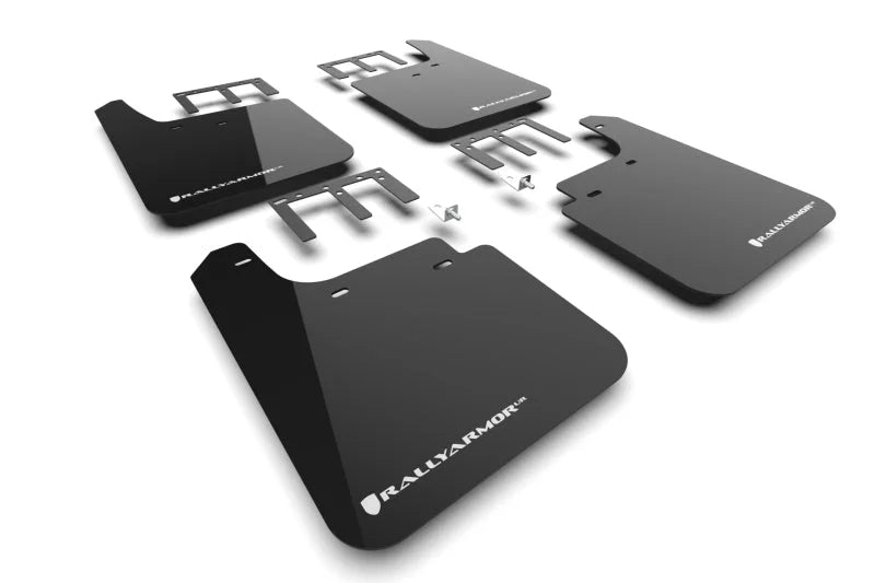 Rally Armor 19-25 Gen 4 Chevy Silverado 1500 Black UR Mud Flap White Logo - Main Product View