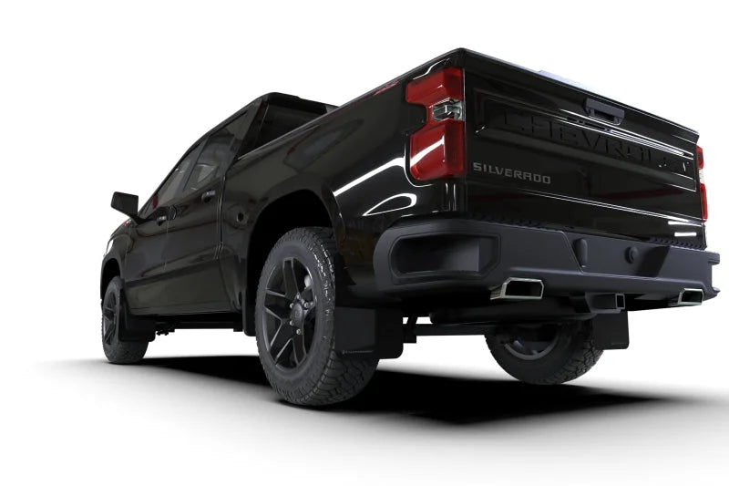 Rally Armor 19-25 Gen 4 Chevy Silverado 1500 Black UR Mud Flap White Logo - Installation View
