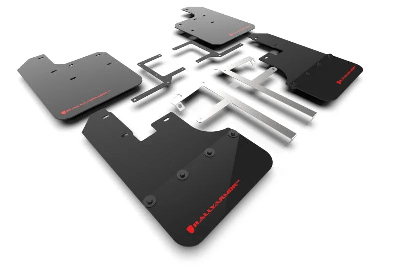 Rally Armor 19-25 Jeep Gladiator JT (Incl. Overland/Sport/Sport S) Black Mud Flap w/Red Logo - Main Product View