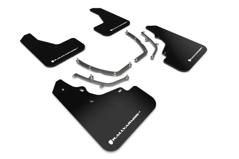 Rally Armor 19-25 Mazda3 Hatchback Black UR Mud Flap w/White Logo - Main Product View