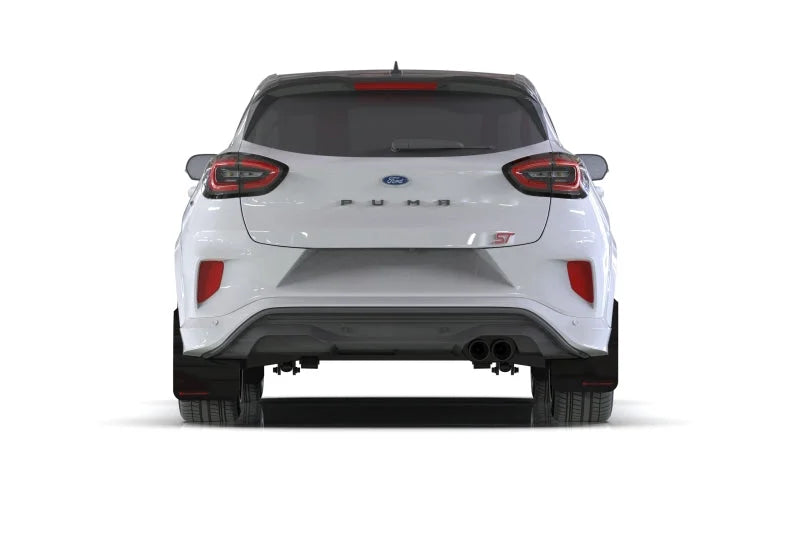 Rally Armor 20-25 Ford Puma ST Black Mud Flap w/White Logo - Side View