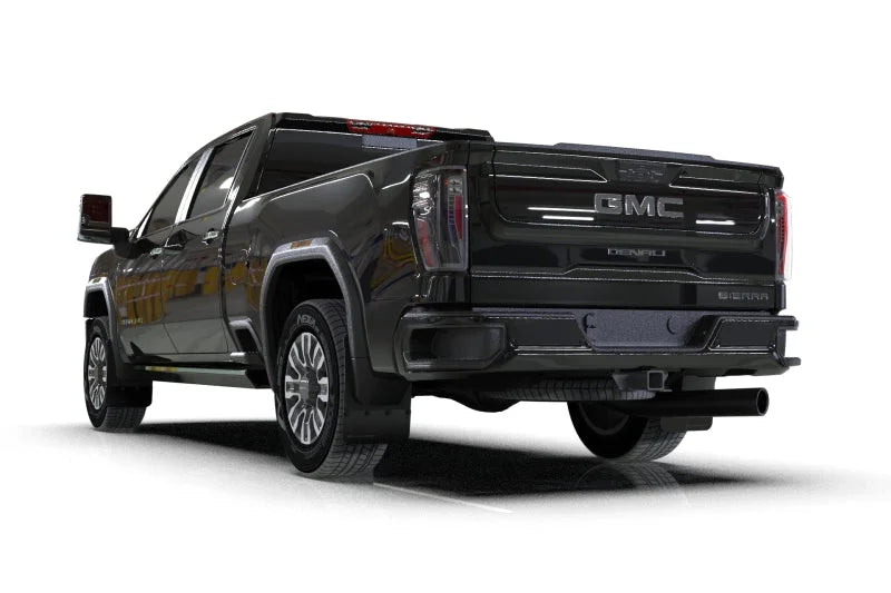 Rally Armor 20-25 GMC Sierra 2500/3500 HD Denali Black Mud Flap w/Metallic Black Logo - Back View
